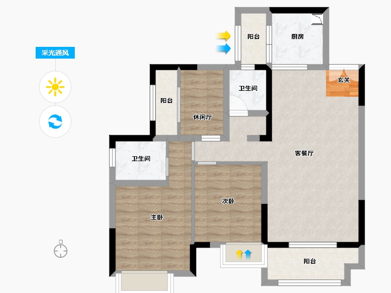 四川省-成都市-泰美蓝山小区-81.51-户型库-采光通风