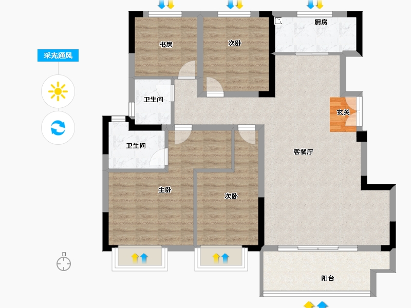 江苏省-常州市-锦艺天章-102.00-户型库-采光通风