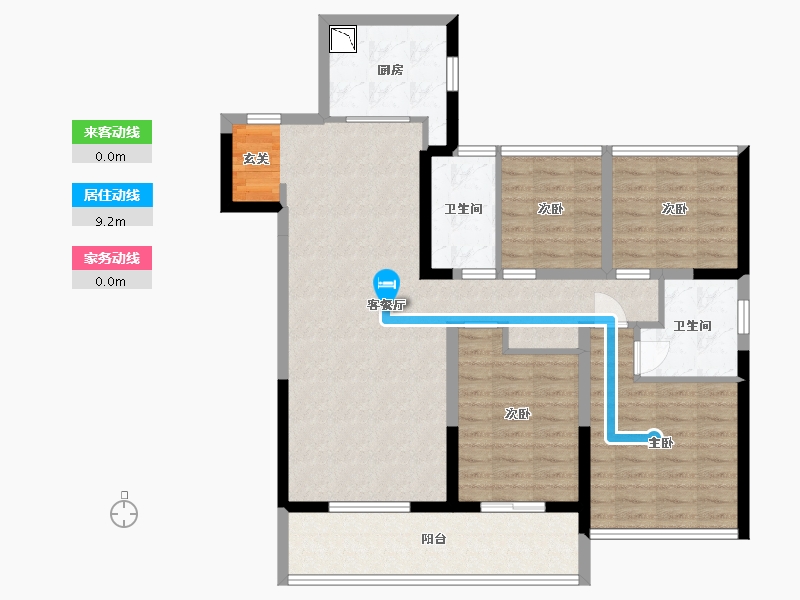 江苏省-苏州市-美的云筑-102.41-户型库-动静线