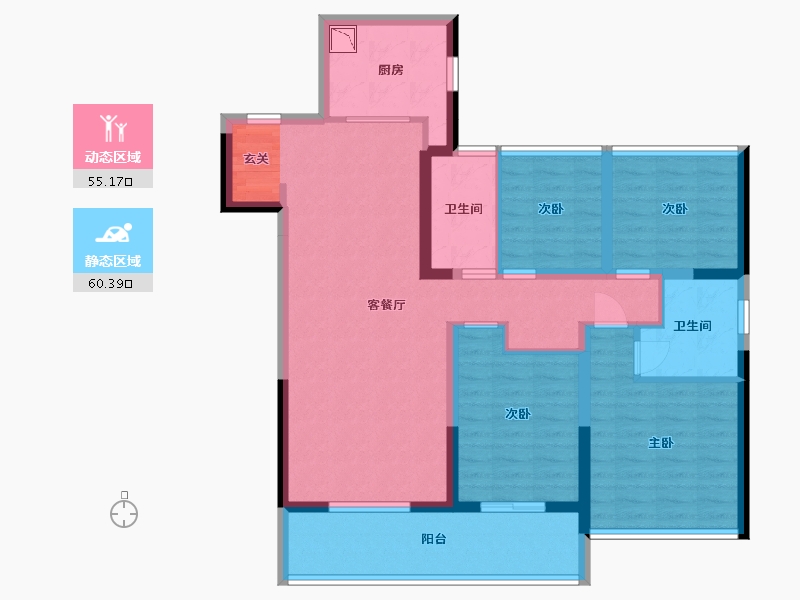 江苏省-苏州市-美的云筑-102.41-户型库-动静分区