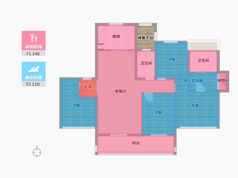 江苏省-苏州市-共耀路68号-114.40-户型库-动静分区