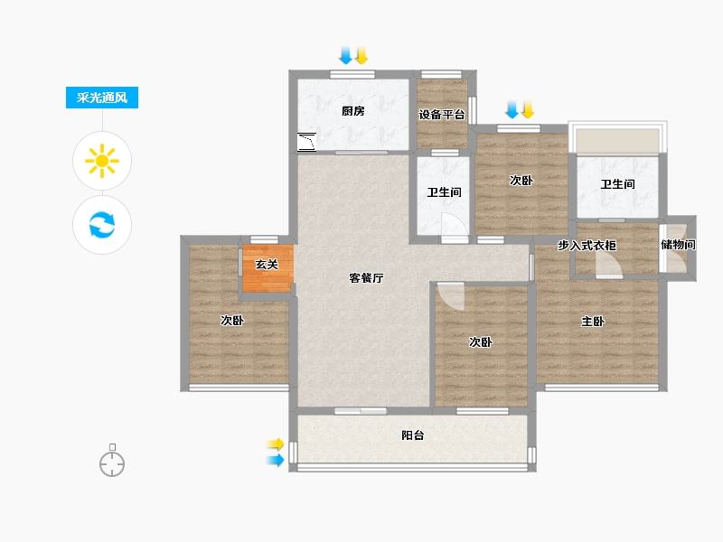 江苏省-苏州市-共耀路68号-114.40-户型库-采光通风