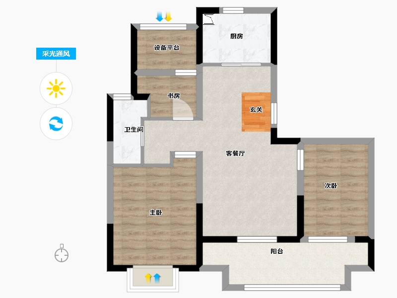 江苏省-苏州市-中南紫云集-76.00-户型库-采光通风