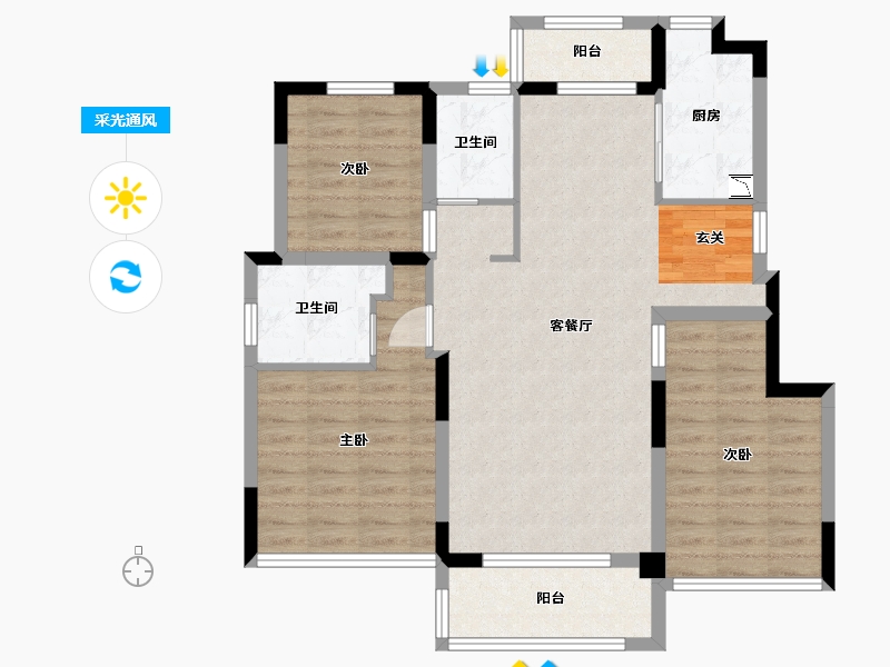 江苏省-苏州市-姑苏樾-92.00-户型库-采光通风