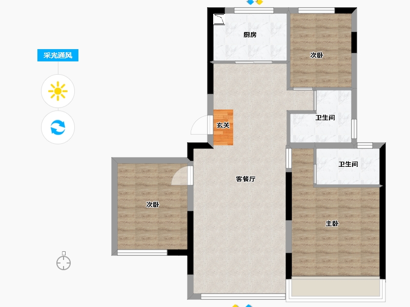 江苏省-苏州市-新澎湃国际社区-89.60-户型库-采光通风