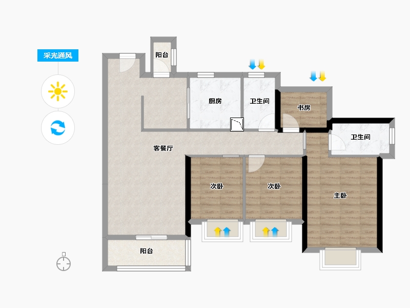 广东省-深圳市-龙光玖悦台-92.53-户型库-采光通风