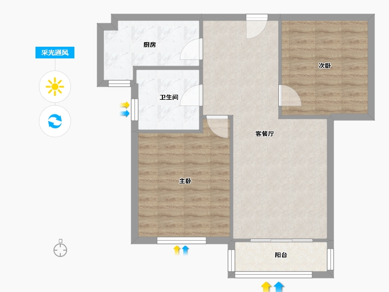 河南省-郑州市-新里卢浮公馆-65.44-户型库-采光通风