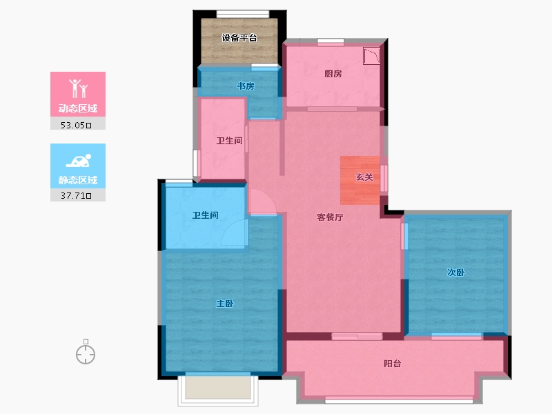 江苏省-苏州市-中南紫云集-84.00-户型库-动静分区