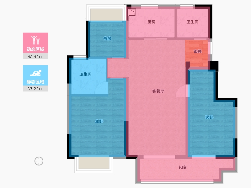 江苏省-苏州市-东原阅境-76.00-户型库-动静分区