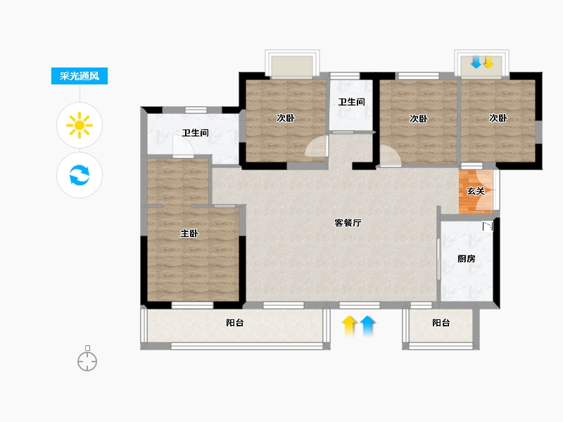 四川省-成都市-卓越云际-110.20-户型库-采光通风