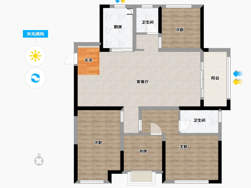 江苏省-苏州市-新希望锦麟府-113.60-户型库-采光通风