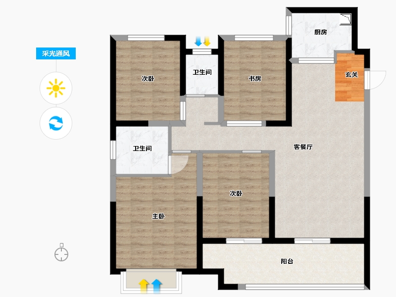 江苏省-苏州市-新希望锦麟府-109.60-户型库-采光通风