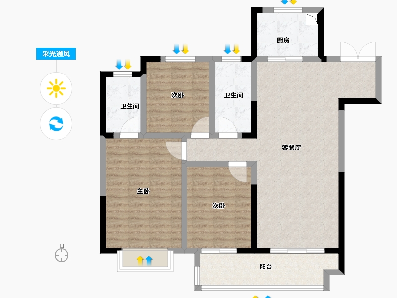 湖北省-荆州市-荆州吾悦广场-102.40-户型库-采光通风