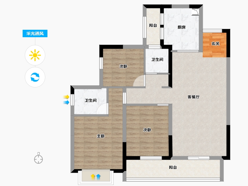 四川省-成都市-卓越云际-92.45-户型库-采光通风