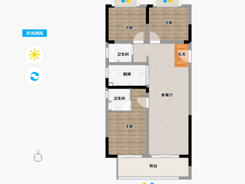 江苏省-常州市-雅居乐熙悦府-87.00-户型库-采光通风