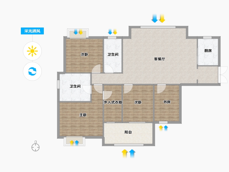 湖北省-武汉市-CBD楚世家-160.00-户型库-采光通风