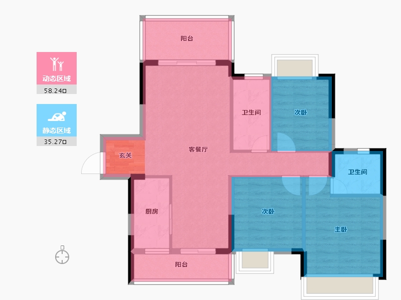 广西壮族自治区-柳州市-大唐观邸-83.67-户型库-动静分区