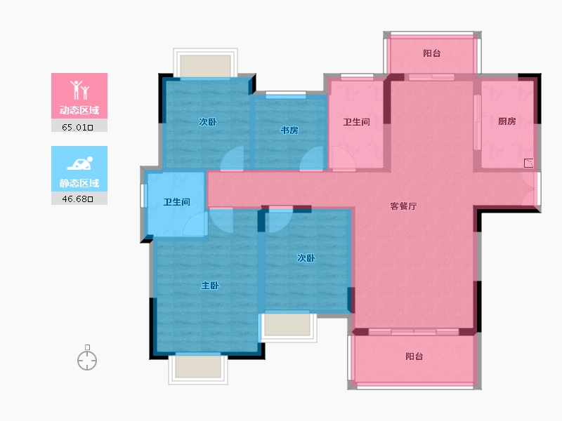 湖北省-宜昌市-东城雅郡-100.15-户型库-动静分区