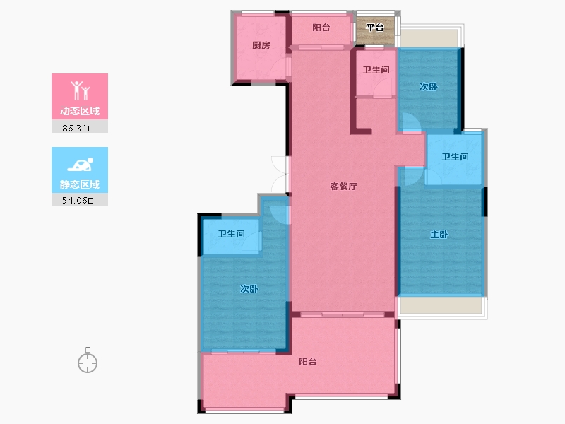 河南省-郑州市-东方宇亿万林府-128.97-户型库-动静分区