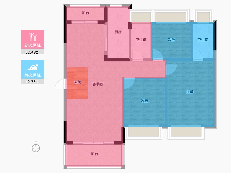 广东省-韶关市-曲江丽景嘉园-95.56-户型库-动静分区