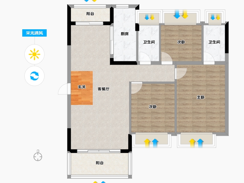 广东省-韶关市-曲江丽景嘉园-95.56-户型库-采光通风