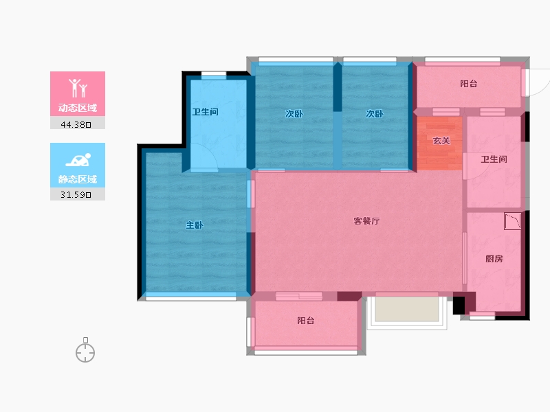 广东省-广州市-万科金色里程-66.40-户型库-动静分区