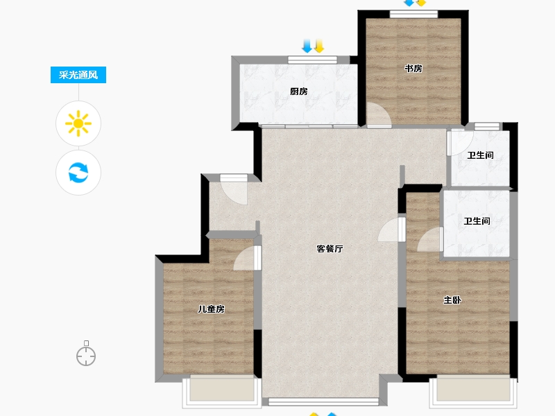 吉林省-长春市-大众置业湖滨公园壹号-95.07-户型库-采光通风