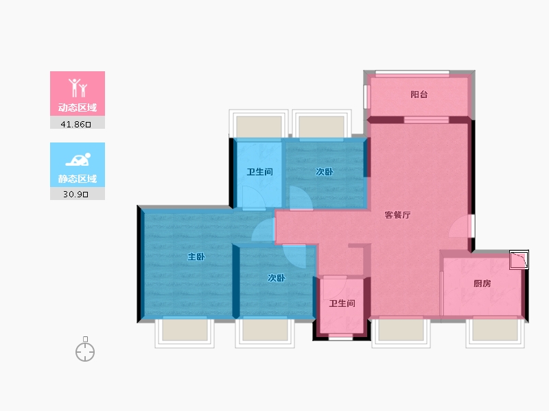 广东省-深圳市-佳兆业樾伴山-63.80-户型库-动静分区