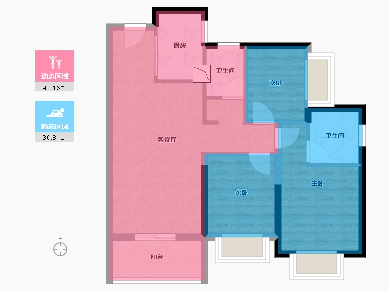 广东省-深圳市-佳兆业樾伴山-63.47-户型库-动静分区