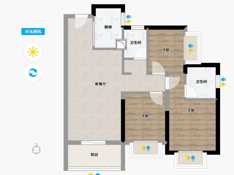 广东省-深圳市-佳兆业樾伴山-63.47-户型库-采光通风