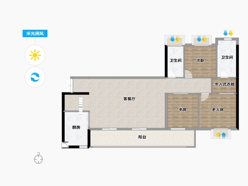 贵州省-贵阳市-华润悦府-127.55-户型库-采光通风