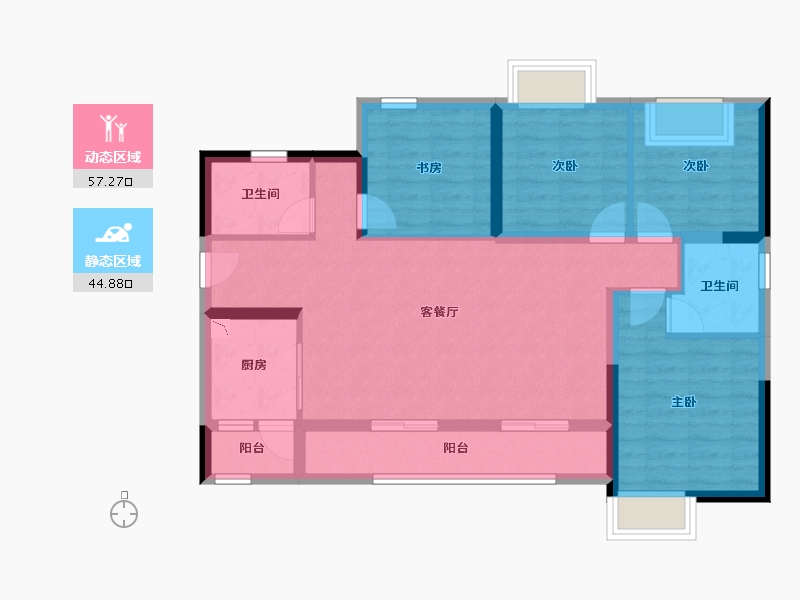 重庆-重庆市-成都城投锦樾峰境-90.66-户型库-动静分区