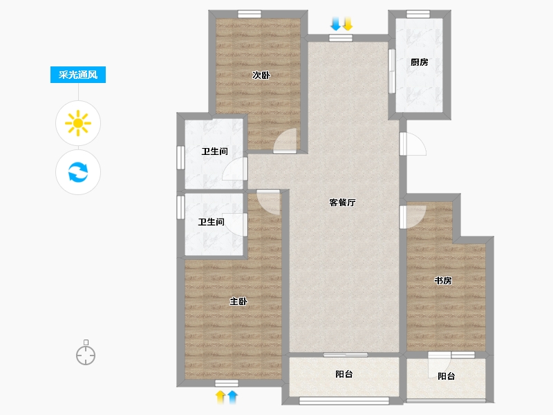 河北省-保定市-白石山居茂华园-96.80-户型库-采光通风