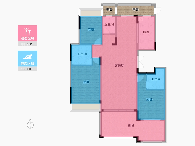 河南省-郑州市-东方宇亿万林府-138.40-户型库-动静分区