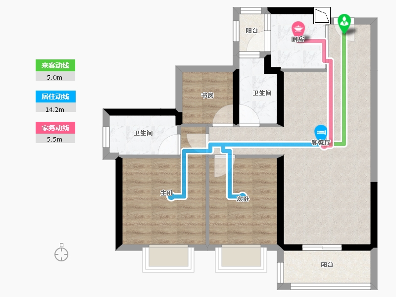 广东省-深圳市-龙光玖悦台-71.40-户型库-动静线