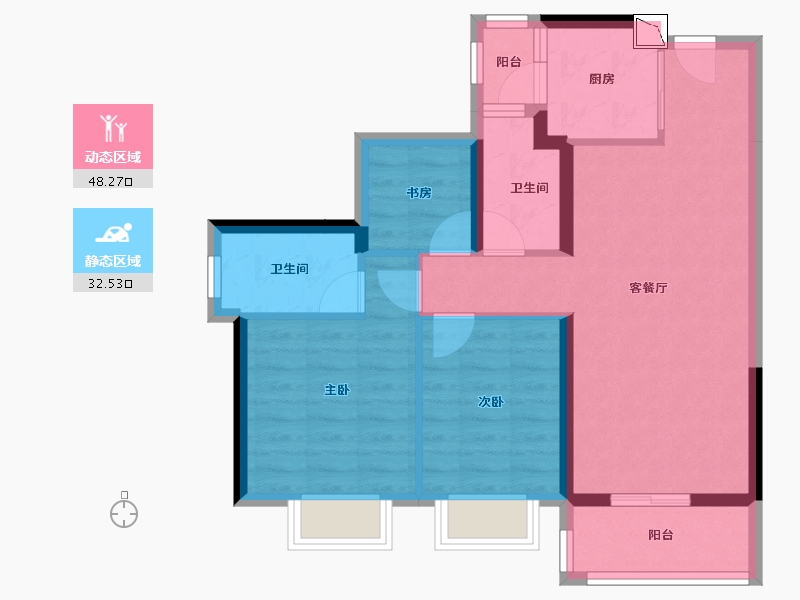 广东省-深圳市-龙光玖悦台-71.40-户型库-动静分区