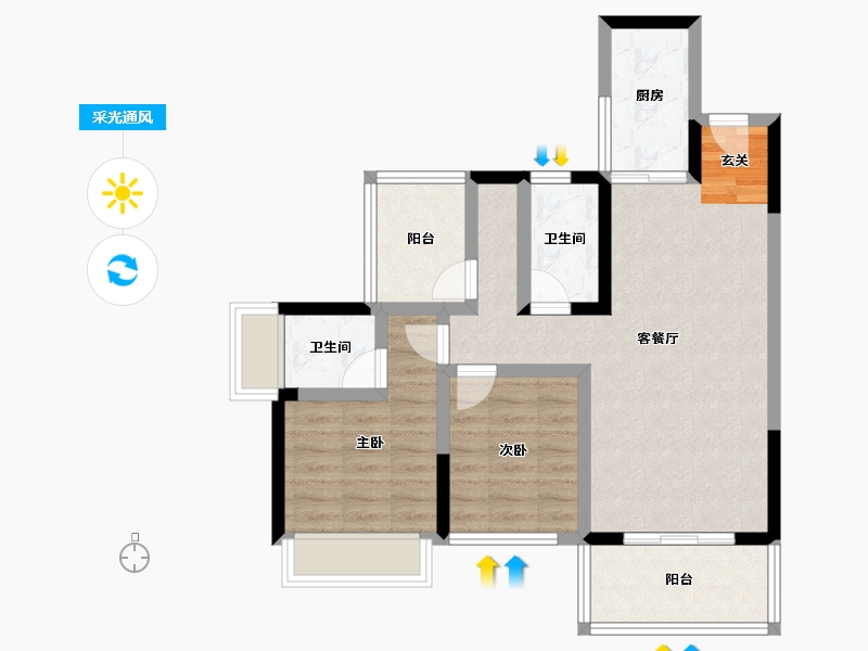 广东省-河源市-河源铭成华府-70.01-户型库-采光通风