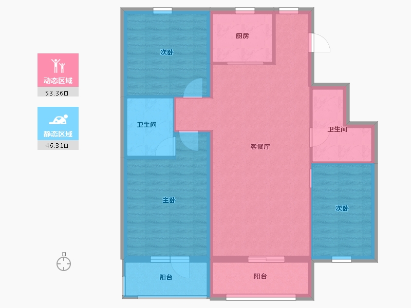 河北省-保定市-白石山居茂华园-89.60-户型库-动静分区