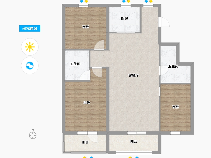 河北省-保定市-白石山居茂华园-89.60-户型库-采光通风