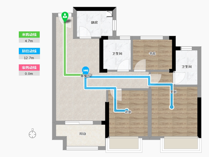 浙江省-嘉兴市-鸿翔龙悦湾-63.79-户型库-动静线