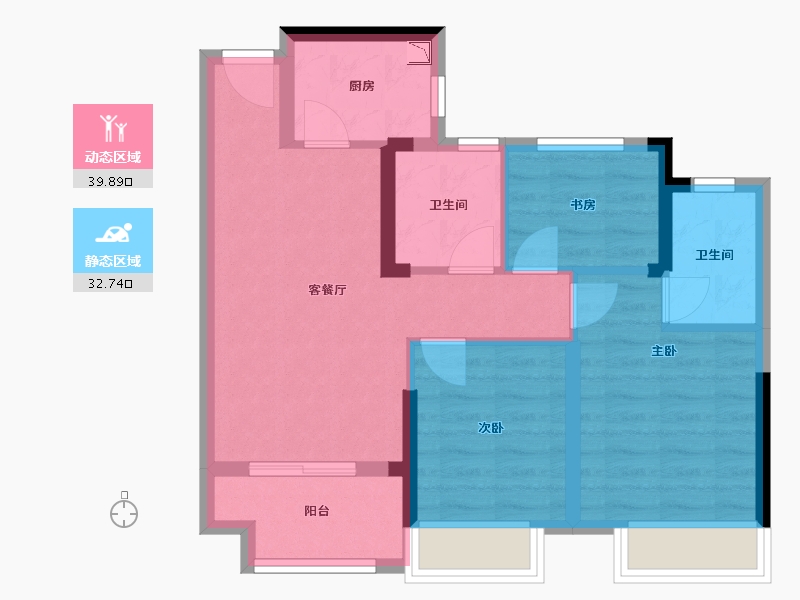 浙江省-嘉兴市-鸿翔龙悦湾-63.79-户型库-动静分区