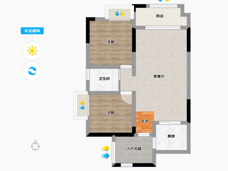 四川省-成都市-泰美蓝山小区-59.79-户型库-采光通风