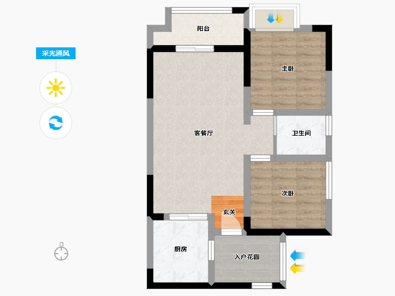 四川省-成都市-泰美蓝山小区-60.64-户型库-采光通风