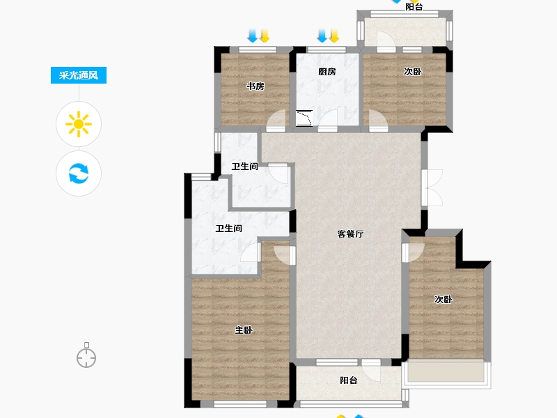 江苏省-无锡市-新力朗诗熙华府-106.39-户型库-采光通风