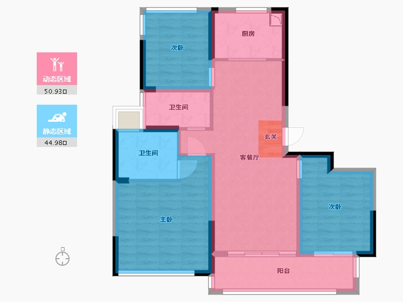 江苏省-苏州市-首开棠前如苑-85.58-户型库-动静分区