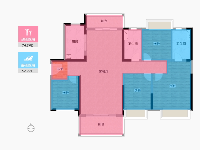 湖南省-长沙市-招商华发依云曦城-113.00-户型库-动静分区