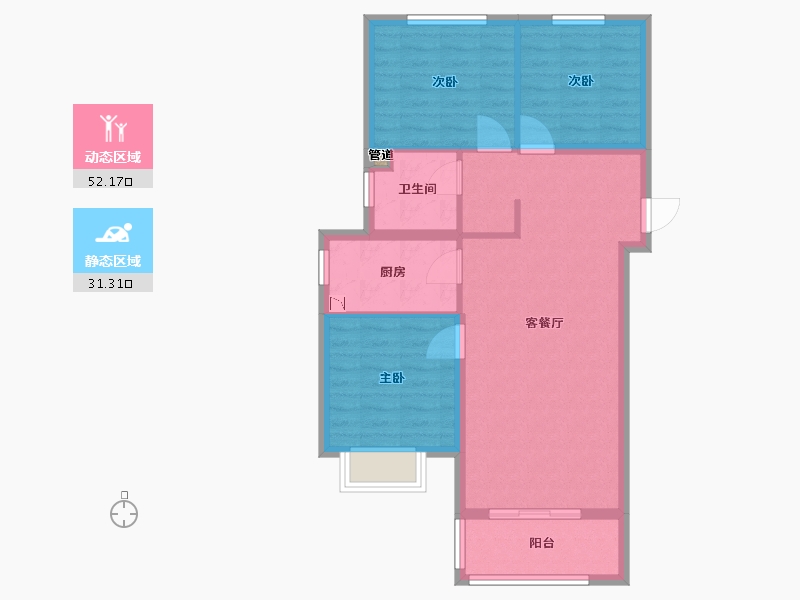 山东省-济南市-东海花园-75.20-户型库-动静分区