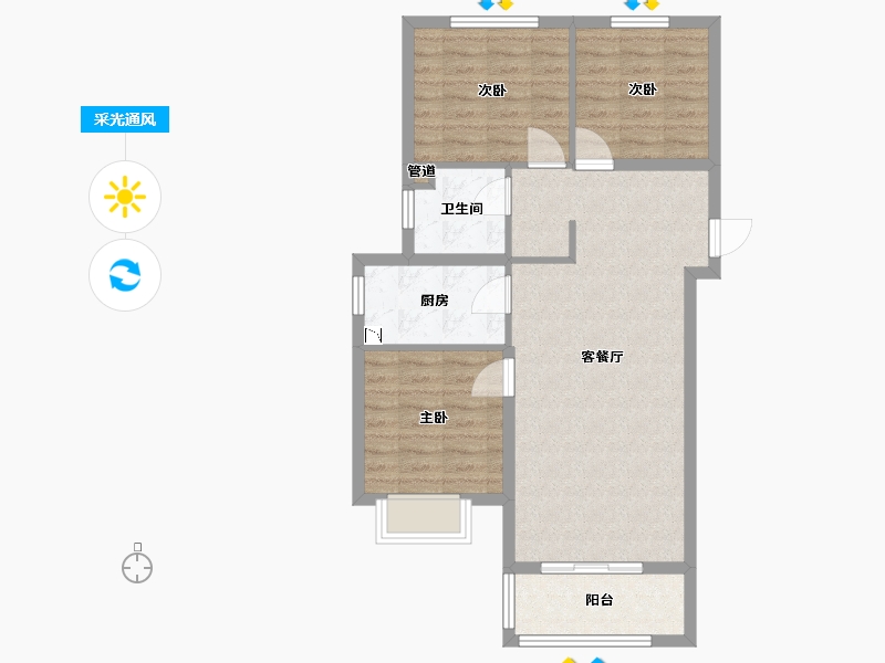 山东省-济南市-东海花园-75.20-户型库-采光通风