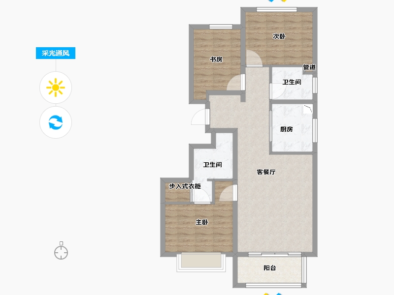 山东省-济南市-东海花园-87.20-户型库-采光通风