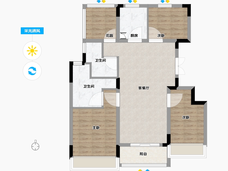 江苏省-无锡市-新力朗诗熙华府-84.00-户型库-采光通风